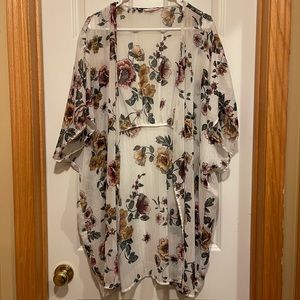 Floral Ruana with Shimmer Detail, Maurices, size L/XL